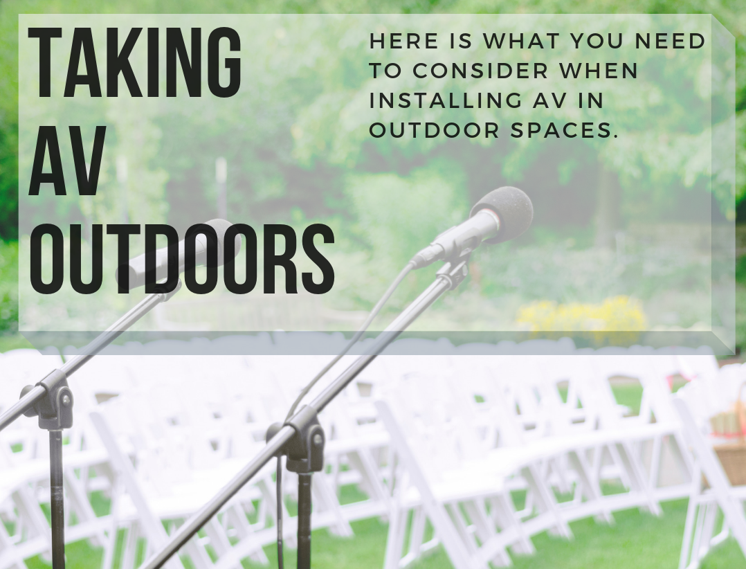 taking AV outdoors: top considerations - outdoor wedding set up with microphone