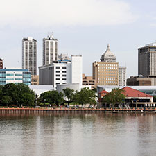 peoria skyline and photo of the river