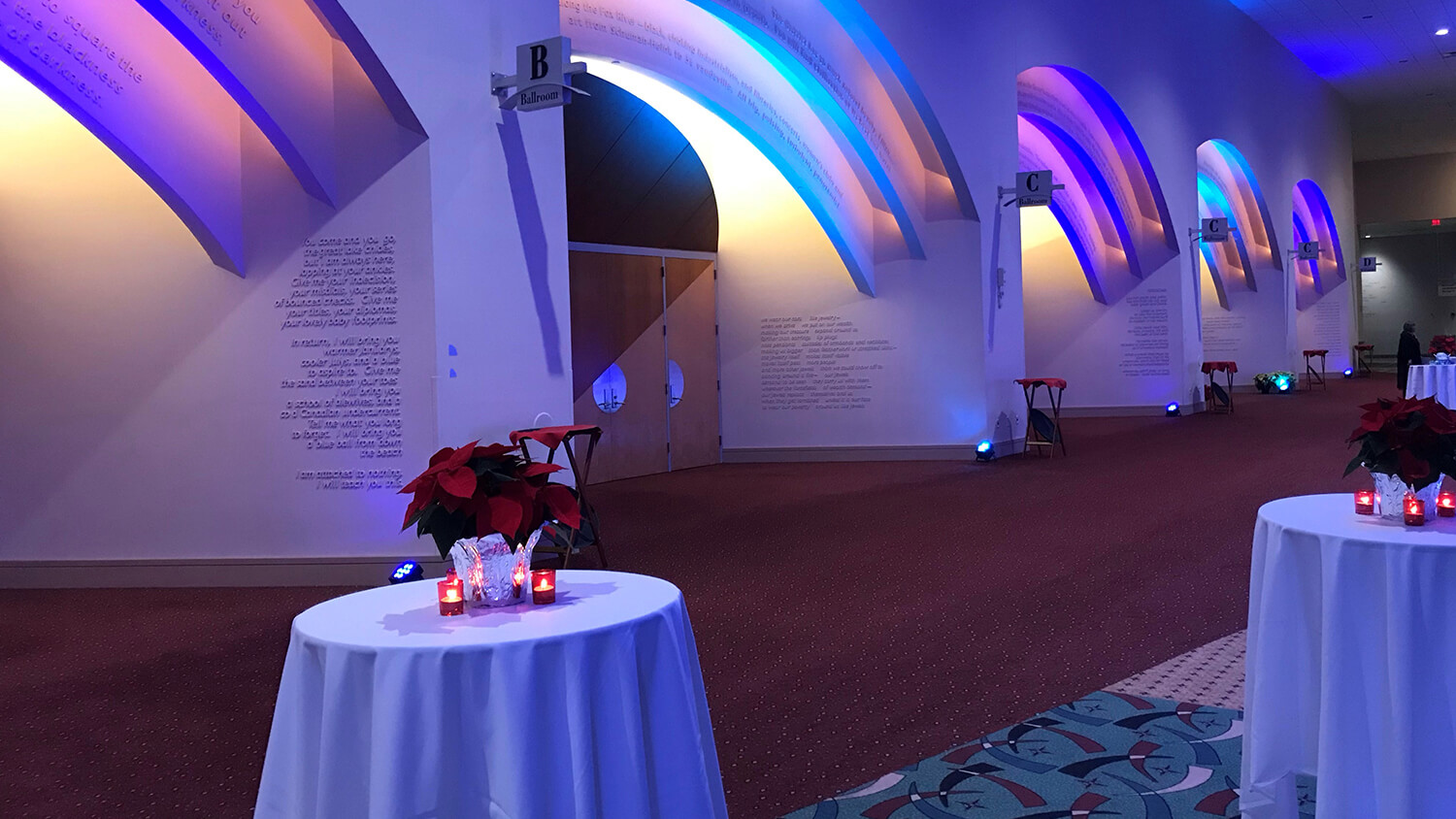 foyer with custom lighting for an event