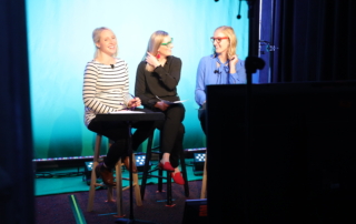 three women on a broadcast