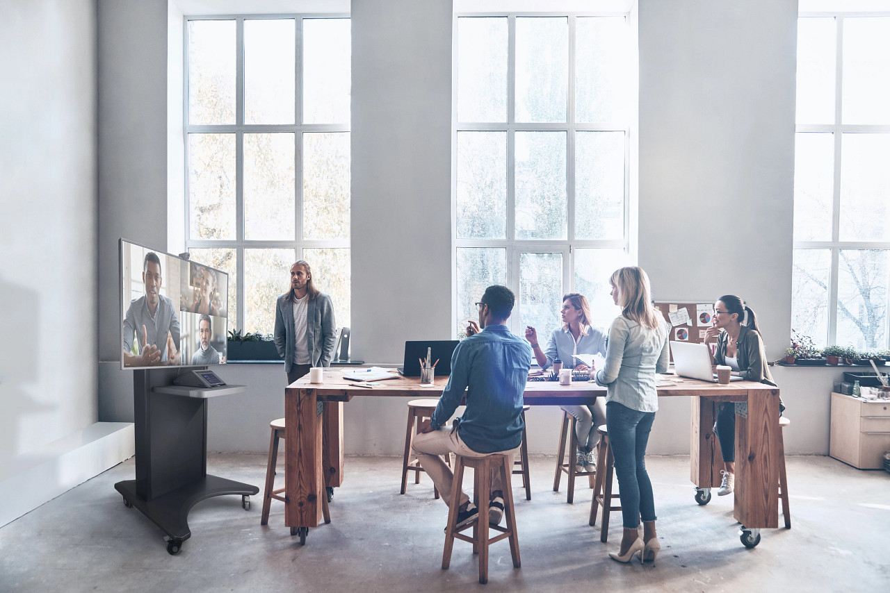 video conference in a conference room