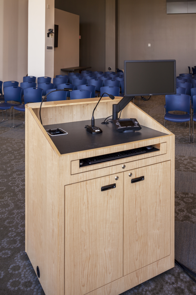 custom podium in a lecture hall