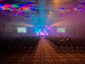 colorful lighting in an event space