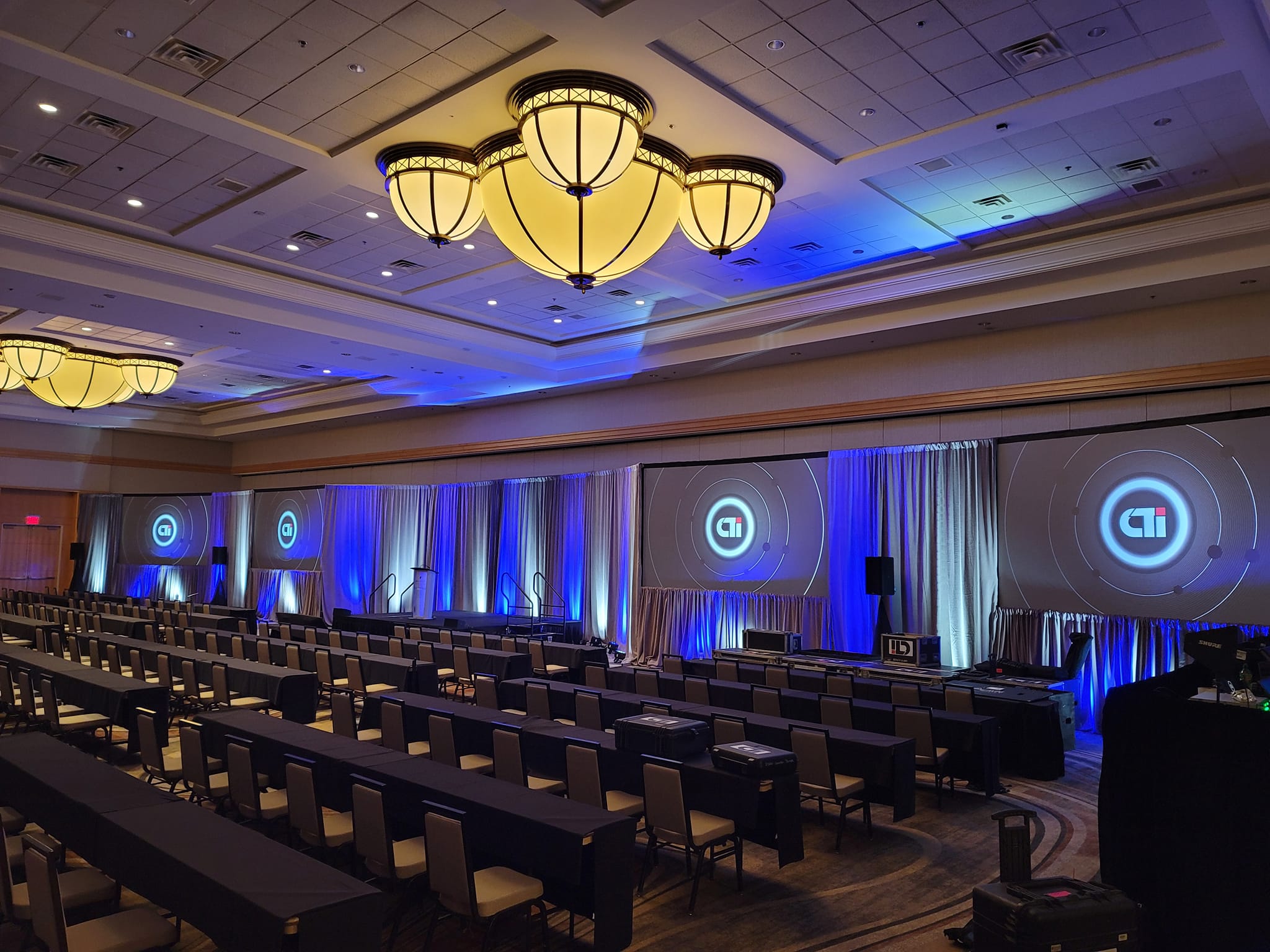 Large screens at an event space