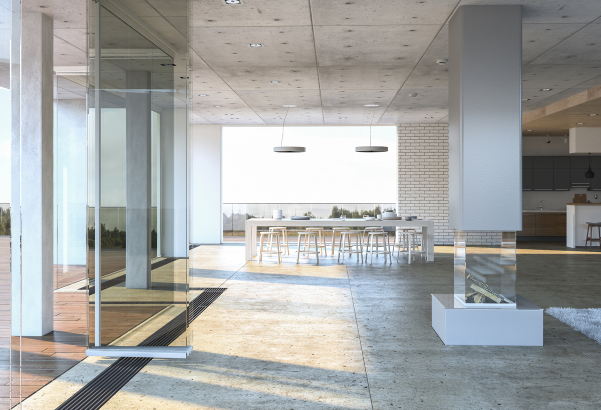 Glass entrance to modern house