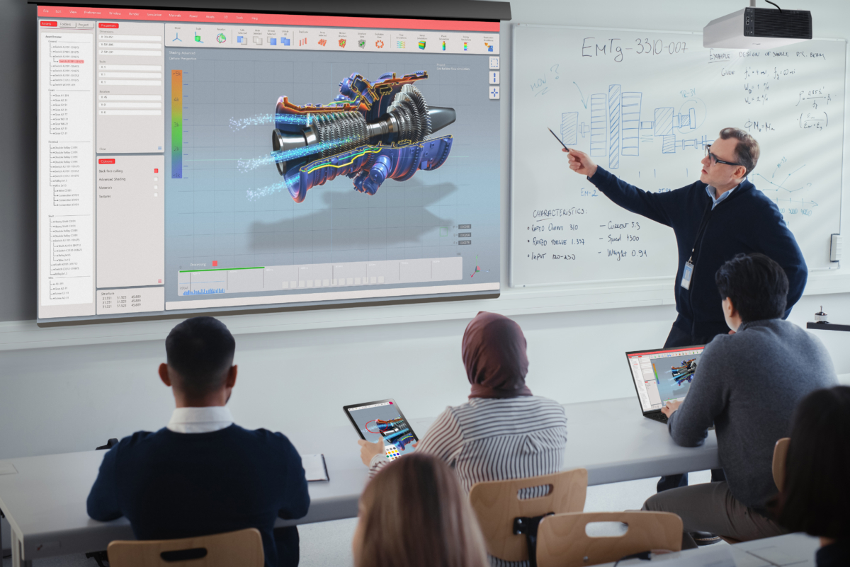 Teacher,Giving,Presentation,To,High,School,Class,In,Front,Of Teacher giving presentation to class