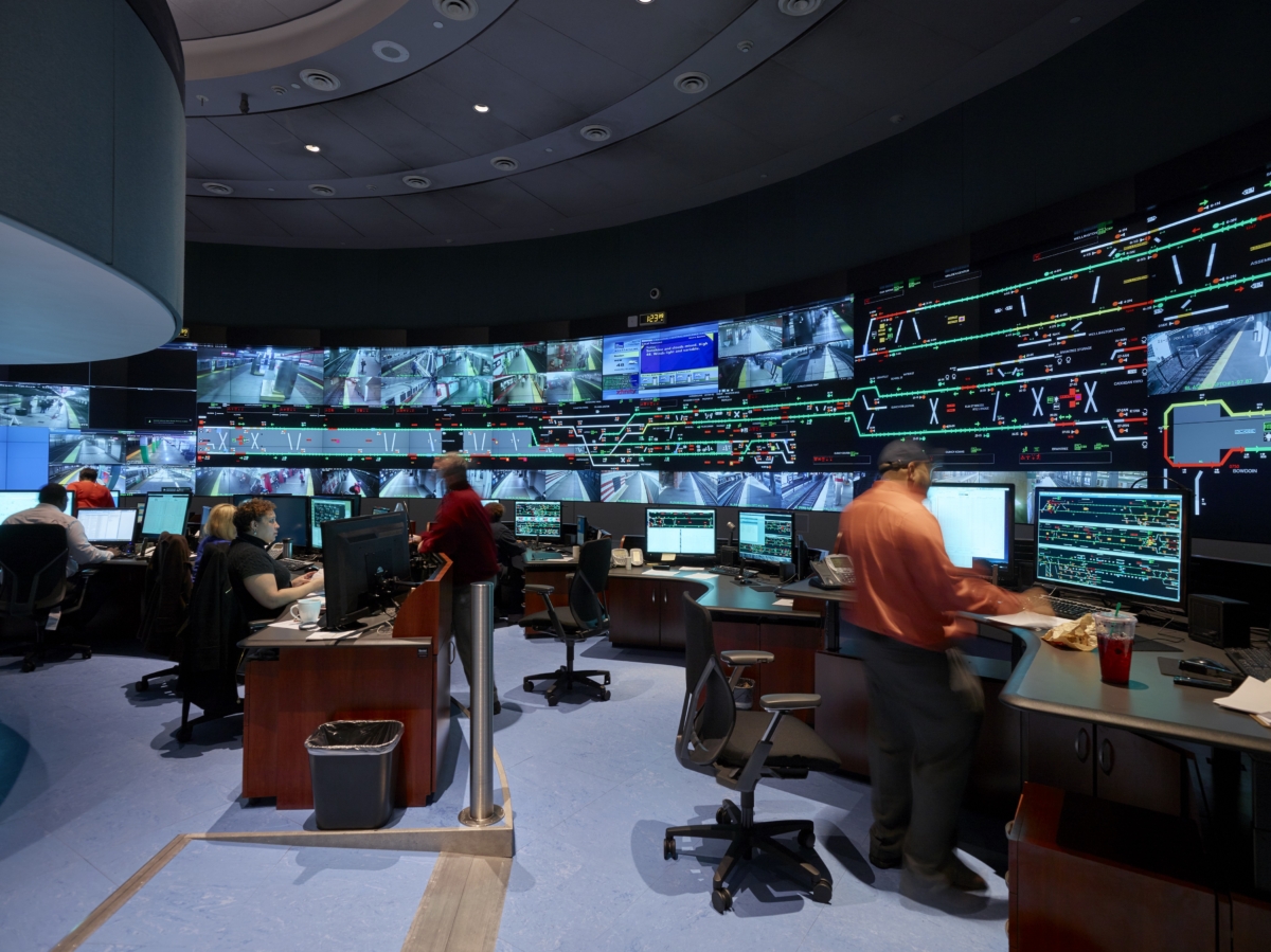 MBTA Control Room CF006737 Vistacom F Nearly identical view of control room with slight variation in staff movement.