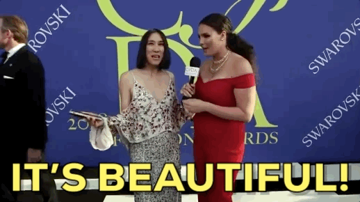 council of fashion designers of america cfda 2018 GIF by CFDA two women on red carpet interview with handheld microphone