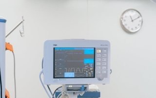 medical ventilator monitor displaying patient vital signs