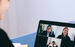 video conference on laptop screen
