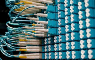 network panel with fiber optic cables