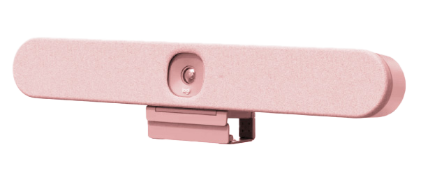 logitech-5 pink soundbar camera device isolated on white