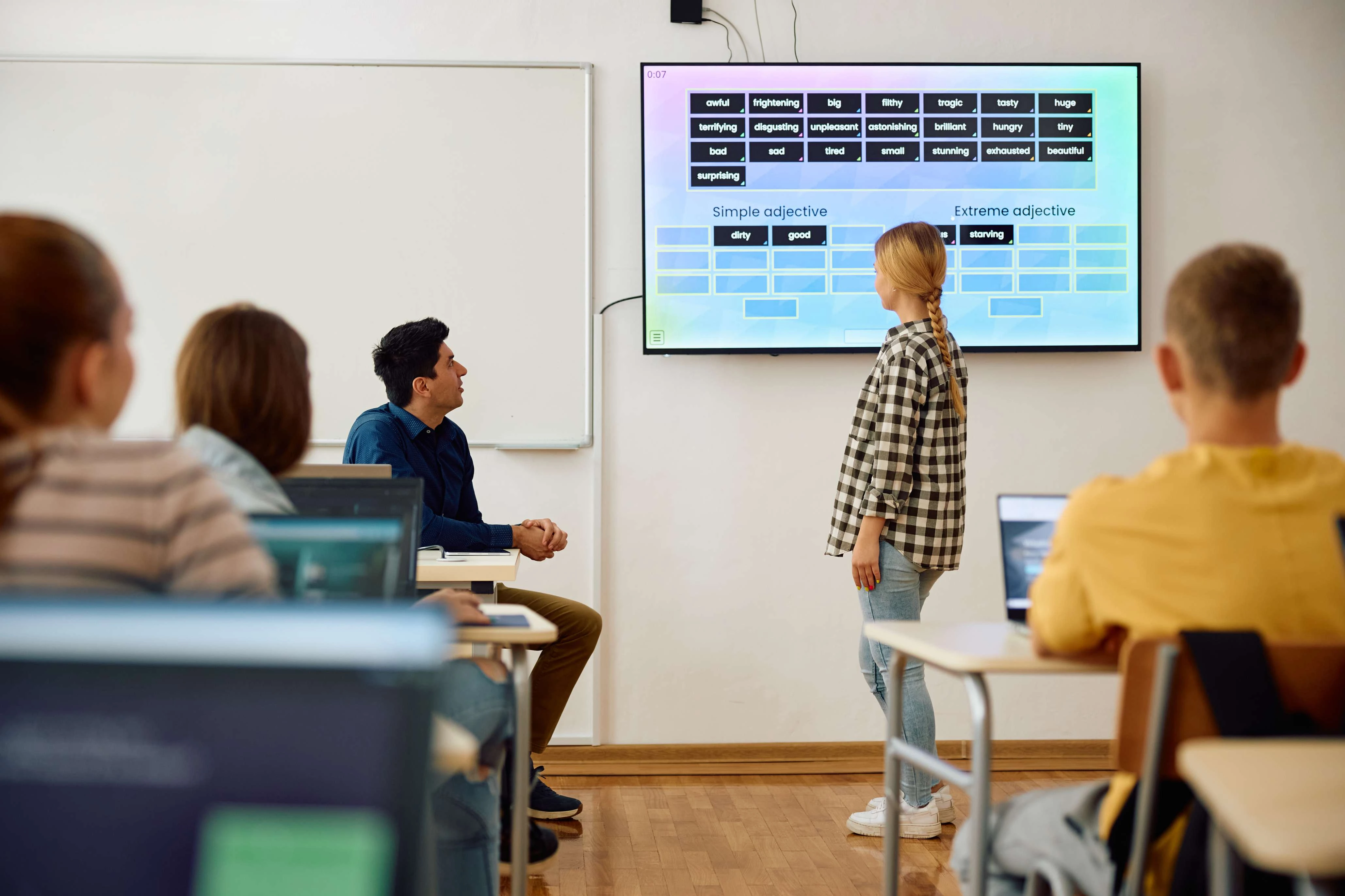 classroom display monitor with lesson