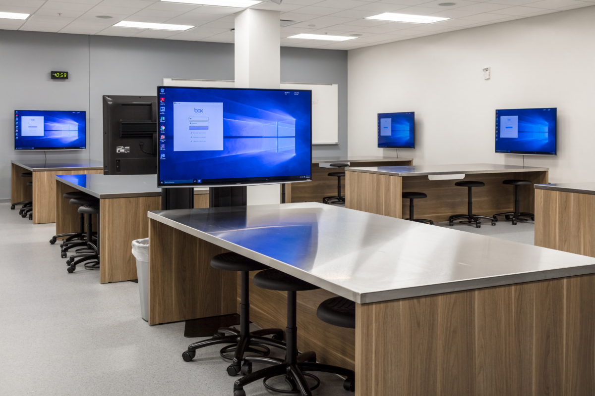 wall mounted monitors with attached keyboards