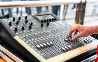 Sound engineer working with a professional sound system