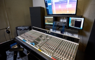 big electronic console in studio
